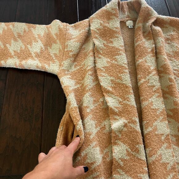 Peach & cream Aztec print oversized open sweater pockets Cozycore Size XS - Picture 5 of 8